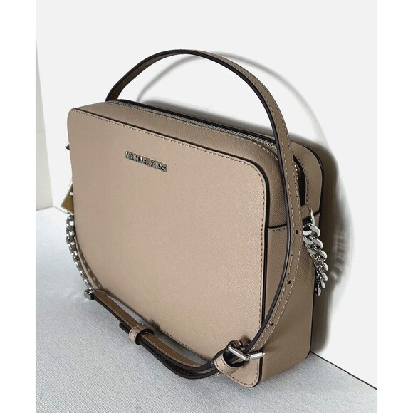 New Michael Kors Jet Set Item Large Zip Chain Crossbody Camel - Picture 4 of 5